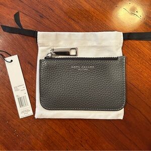 Marc Jacobs Gotham Gray Pebbled Leather Key Card Holder Pouch Wallet - Shadow